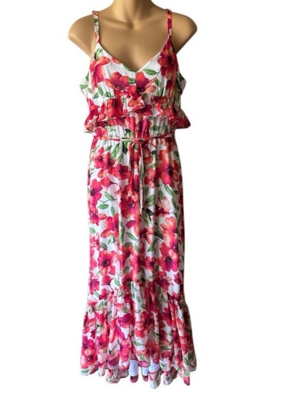Calvin Klein Woman’s Floral Spaghetti Strap Maxi Dress Size 10
